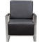 Faux Leather Upholstered Accent Chair with Stainless Steel Sled Support, Black and Silver-Accent Chairs-Black and Silver-Faux Leather and Stainless Steel-JadeMoghul Inc.