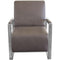 Faux Leather Upholstered Accent Chair with Stainless Steel Sled Support, Brown and Silver-Accent Chairs-Brown and Silver-Faux Leather and Stainless Steel-JadeMoghul Inc.