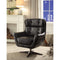 Faux Leather Upholstered Accent Chair with Swivel and Metal Base, Black-Accent Chairs-Black-Faux Leather Wood and Metal-JadeMoghul Inc.
