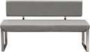 Faux Leather Upholstered Bench with Stainless Steel Frame, Gray and Silver