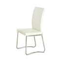 Faux Leather Upholstered Dining Chair With Tubular Metal Legs, Set of Two, White and Silver-Dining Chairs-White-Metal and faux Leather-JadeMoghul Inc.