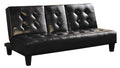 Faux Leather Upholstered Futon Sofa Bed In Black-Sofas-Black-Wood/ Leather-JadeMoghul Inc.