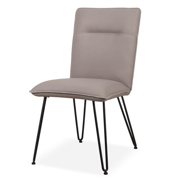 Faux Leather Upholstered Metal Chair with Hairpin Style Legs, Black and Gray-Accent Chairs-Black and Gray-Metal and Faux Leather-JadeMoghul Inc.