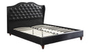 Faux Leather Upholstered Queen Size Bed, Black-Platform Beds-Black-Faux Leather Plywood solid pine Plywoodwood legs-JadeMoghul Inc.