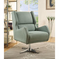 Faux Leather Upholstered Swivel Accent Chair with Metal Base, Gray-Accent Chairs-Gray-Faux Leather and Metal-JadeMoghul Inc.