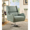 Faux Leather Upholstered Swivel Accent Chair with Metal Base, Gray-Accent Chairs-Gray-Faux Leather and Metal-JadeMoghul Inc.
