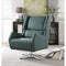 Faux Leather Upholstered Swivel Accent Chair with Metal Base, Green-Accent Chairs-Green-Faux Leather and Metal-JadeMoghul Inc.
