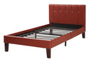 Faux Leather Upholstered Twin Size Bed In Red-Platform Beds-Red-Faux Leather Plywood solid pine Plywoodwood legs-JadeMoghul Inc.