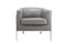 Faux Leather Upholstered Wooden Accent Chair with Metal Legs, Gray and Silver-Accent Chairs-Gray and Silver-Wood Faux Leather and Metal-JadeMoghul Inc.