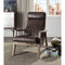 Faux Leather Upholstered Wooden Accent Chair with Stitched Back, Brown-Accent Chairs-Brown-Faux Leather and Wood-JadeMoghul Inc.