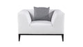 Faux Leather Upholstered Wooden Chair with Metal Tapered Legs, White and Black-Accent Chairs-White and Black-Faux Leather, Wood and Metal-JadeMoghul Inc.