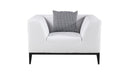 Faux Leather Upholstered Wooden Chair with Metal Tapered Legs, White and Black-Accent Chairs-White and Black-Faux Leather, Wood and Metal-JadeMoghul Inc.
