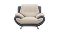 Faux Leather Upholstered Wooden Chair with Slender Legs Support, Cream and Dark Gray-Accent Chairs-Cream and Dark Gray-Faux Leather, Wood and Stainless Steel-JadeMoghul Inc.