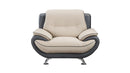 Faux Leather Upholstered Wooden Chair with Slender Legs Support, Cream and Dark Gray-Accent Chairs-Cream and Dark Gray-Faux Leather, Wood and Stainless Steel-JadeMoghul Inc.