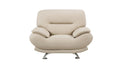 Faux Leather Upholstered Wooden Chair with Slender Legs Support, Cream and Silver-Accent Chairs-Cream and Silver-Faux Leather, Wood and Stainless Steel-JadeMoghul Inc.