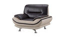 Faux Leather Upholstered Wooden Chair with Slender Legs Support, Dark Brown and Beige-Accent Chairs-Brown and Beige-Faux Leather, Wood and Stainless Steel-JadeMoghul Inc.