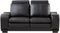 Faux Leather Upholstered Wooden Loveseat and Ottoman Set, Black-Sofas Sectionals & Loveseats-Black-Wood and Faux Leather-JadeMoghul Inc.