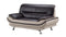 Faux Leather Upholstered Wooden Loveseat with Pillow Top Armrest, Black and Gray-Sofas Sectionals & Loveseats-Black and Gray-Faux Leather, Wood and Stainless Steel-JadeMoghul Inc.