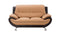 Faux Leather Upholstered Wooden Loveseat with Pillow Top Armrest, Brown and Silver-Sofas Sectionals & Loveseats-Brown and Silver-Faux Leather, Wood and Stainless Steel-JadeMoghul Inc.