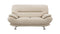 Faux Leather Upholstered Wooden Loveseat with Pillow Top Armrest, Cream and Silver-Sofas Sectionals & Loveseats-Cream and Silver-Faux Leather, Wood and Stainless Steel-JadeMoghul Inc.