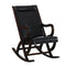 Faux Leather Upholstered Wooden Rocking Chair with Looped Arms, Brown-Accent Chairs-Brown-Wood and Faux Leather-JadeMoghul Inc.