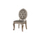 Faux Leather Upholstered Wooden Side Chair with Carved Details, Gray and Gold, Set of Two-Accent Chairs-Gray and Gold-Wood and Faux Leather-JadeMoghul Inc.