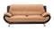 Faux Leather Upholstered Wooden Sofa with Tufted Cushioned Back, Brown and Silver-Sofas Sectionals & Loveseats-Brown and Silver-Faux Leather, Wood and Stainless Steel-JadeMoghul Inc.