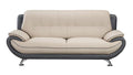 Faux Leather Upholstered Wooden Sofa with Tufted Cushioned Back, Cream and Dark Gray-Sofas Sectionals & Loveseats-Cream and Dark Gray-Faux Leather, Wood and Stainless Steel-JadeMoghul Inc.