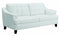 Faux Leather Upholstered Wooden Sofa with Tufted Cushioning and Wooden Feet, White and Black-Sofas Sectionals & Loveseats-White and Black-Solid Wood and Faux Leather-JadeMoghul Inc.