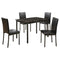 Faux Marble And Metal Frame 5 Pieces Dining Set In Black-Dining Sets-Black-Faux Leather Paper Veneer with MDF Metal Frame-JadeMoghul Inc.