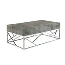 Faux Marble Coffee Table with Rectangular Top and Designer Metal Base, Silver and Gray-Coffee Tables-Silver and Gray-Wood, Faux Marble, Veneer (Paper) and Metal-JadeMoghul Inc.