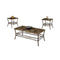 Faux Marble Top 3 Pieces Coffee End Table Set In Brown-Coffee Table Sets-Brown-Faux Marble & Metal-JadeMoghul Inc.