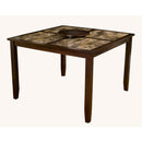 Faux Marble Top Large Pub Table With Removable Lazy Susan, Brown-Indoor Pub and Bistro Tables-Brown-Rubberwood Solids & Faux Marble Top-JadeMoghul Inc.