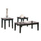 Faux Marble Top Table Set with Tapered Wooden Legs, Set of Three, Black and Gray-Accent Tables-Black and Gray-Wood-JadeMoghul Inc.