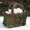 Faux Moss and Wicker Basket with Handles and Liner (Pack of 1)-Table Top Décor-JadeMoghul Inc.