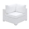 Faux Polyester and Aluminum Corner Chair with Padded Seat Cushion, White-Accent Chairs-White-Aluminum Faux Polyester and Wicker Wood-JadeMoghul Inc.