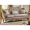 Faux Silk Upholstered 3-Seater Sofa With 3 Pillows, Beige And Gold-Living Room Furniture-Beige And Gold-Fabric Wood-JadeMoghul Inc.