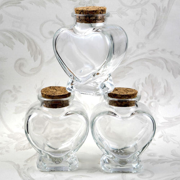Favor Boxes Bags & Containers Perfectly Plain Collection heart shaped glass jars Fashioncraft