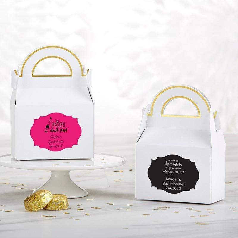 Favor Boxes Bags & Containers Personalized Gable Favor Box - Bachelor & Bachelorette (Set of 12) Kate Aspen