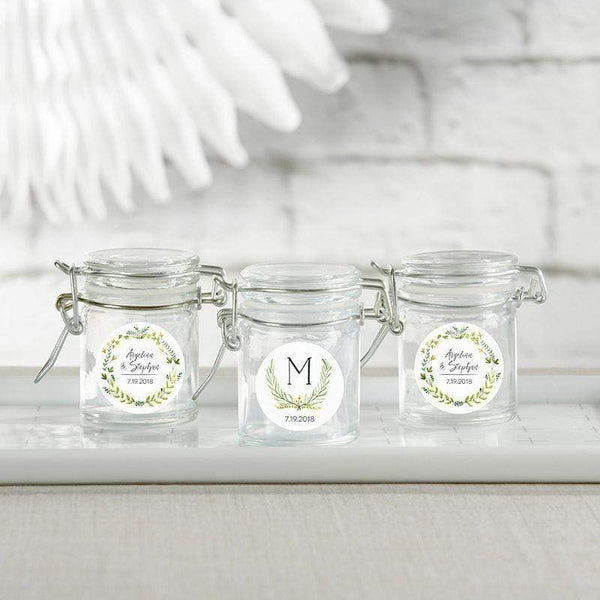 Favor Boxes Bags & Containers Personalized Glass Favor Jars - Botanical Garden (Set of 12) Kate Aspen