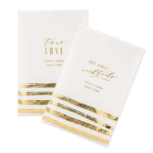 Favor Boxes Bags & Containers Personalized Paper Wedding Favor Gift Bag - Gold Brush Stroke (25) (Pack of 25) Weddingstar