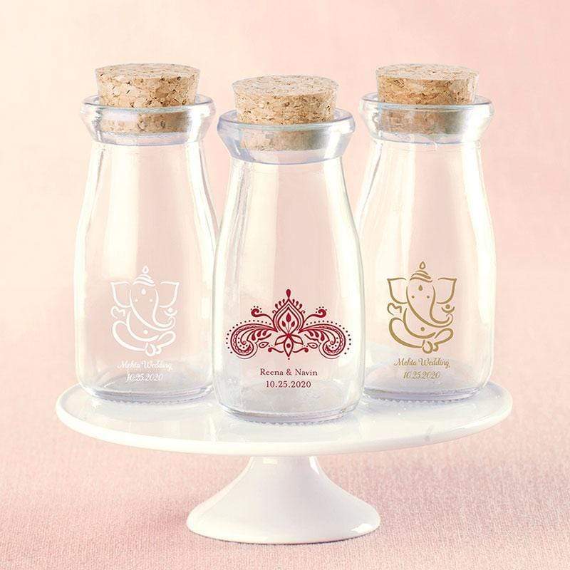 Favor Boxes Bags & Containers Personalized Printed Vintage Milk Bottle Favor Jar - Indian Jewel (3 Sets of 12) Kate Aspen