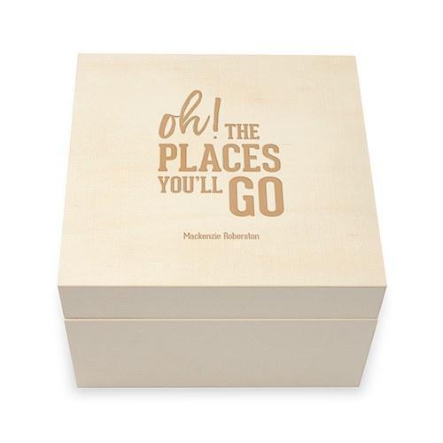 Favor Boxes Bags & Containers Personalized Wooden Keepsake Gift Box - Oh The Places You’ll Go Etching (Pack of 1) Weddingstar