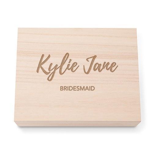 Favor Boxes Bags & Containers Personalized Wooden Keepsake Gift Box with Hinged Lid - Script Etch (Pack of 1) Weddingstar