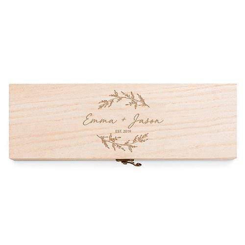 Favor Boxes Bags & Containers Personalized Wooden Wine Gift Box with Lid - Signature Script (Pack of 1) Weddingstar