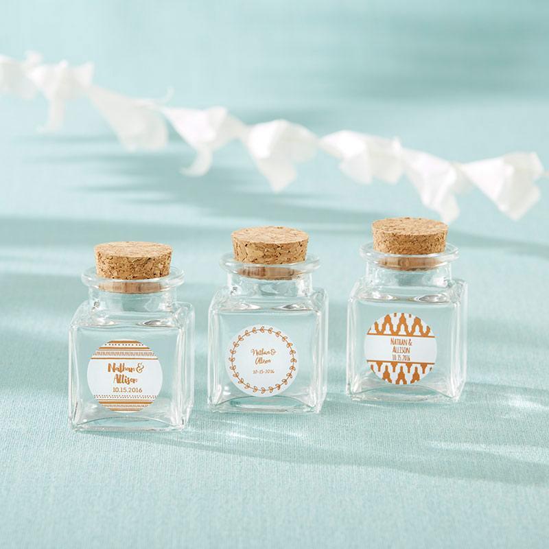 Favor Boxes Bags & Containers Petite Treat Square Glass Favor Jar - Copper Foil (Set of 12) Kate Aspen