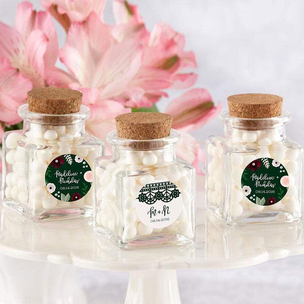 Favor Boxes Bags & Containers Romantic Garden Petite Square Glass Favor Jar Kate Aspen