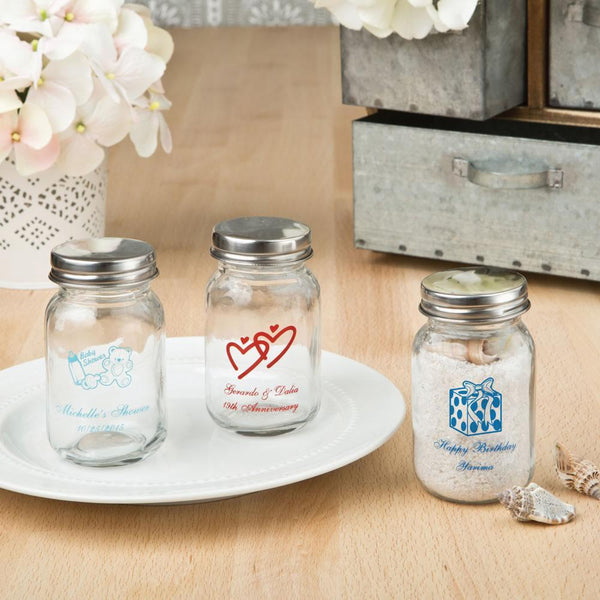 Favor Boxes Bags & Containers Silk screened Personalized 3.5 oz. glass mason jar Fashioncraft