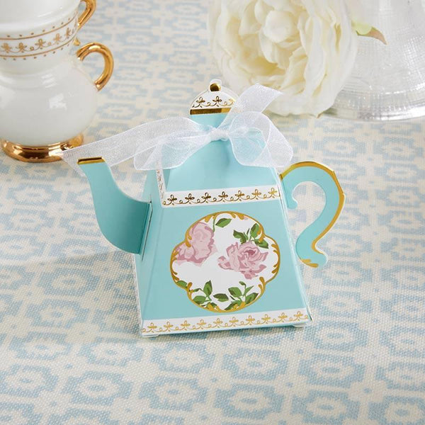 Favor Boxes Bags & Containers Tea Time Whimsy Teapot Favor Box - Blue (Set of 24) Kate Aspen