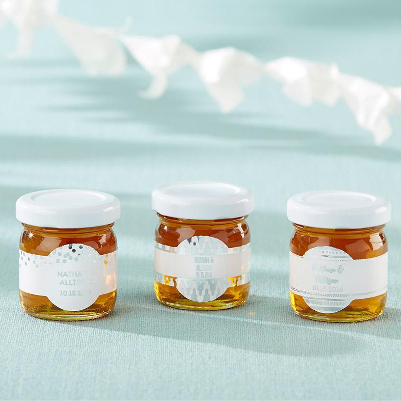 Favor Boxes & Containers Personalized Honey Jar - Silver Foil (2 Sets of 12) Kate Aspen